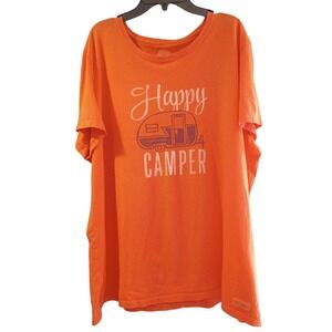 Life is Good Women's 'Happy Camper' Orange Short Sleeve Crusher Tee Size XXL
